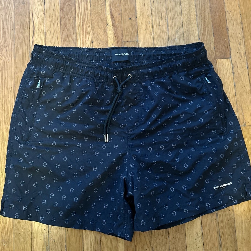 NWOT The Kooples, Size Large Black Swim Trunks with Skull Designs
